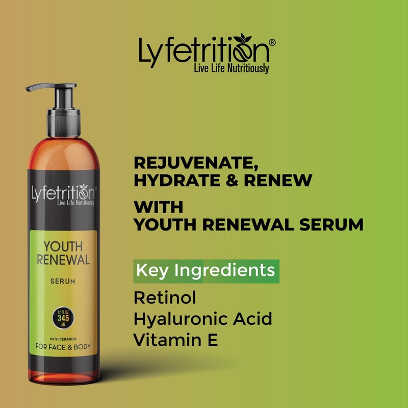 Lyfetrition Youth Renewal Serum (Skin and Face Formula) | 12 fl oz Large Bottle | With Aloe and Retinol - Image 3